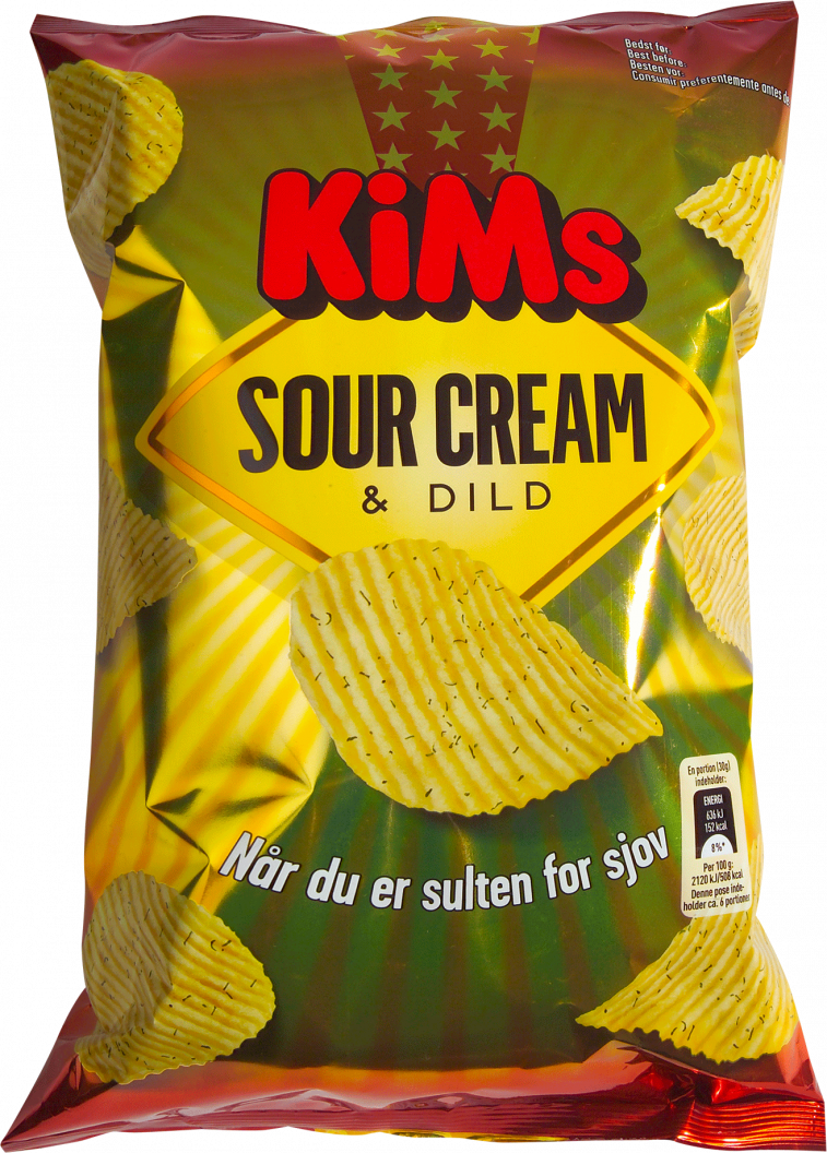 Kims Chips sour cream & dild, 175g - Chips & dip - hjemve.dk